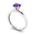 thumbnail image 2 of 1 tcw Round Cut Engagement Ring for Women, Natural Amethyst Solitaire Bridal Promise Ring for Her in 14K White Gold, 2 of 5