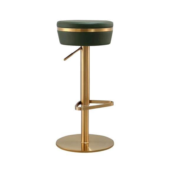 TOV Furniture Astro Malachite Green and Gold Vegan Leather Adjustable Stool