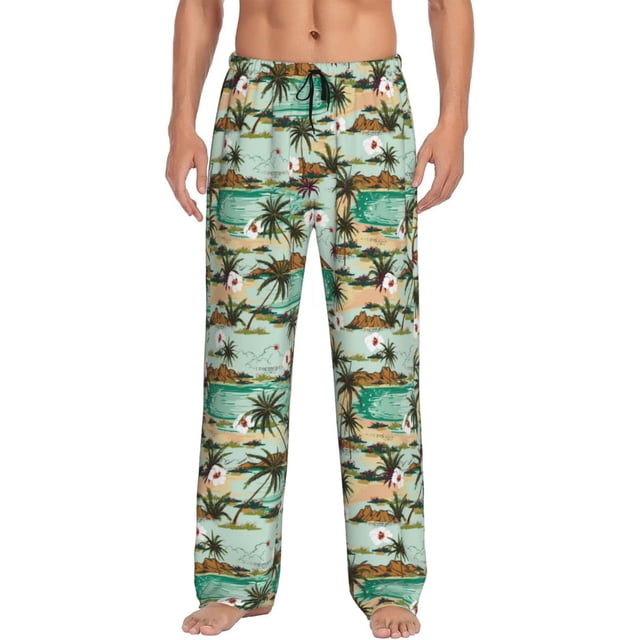 Balery Colorful Hawaii Palms Pantalones de pijama para hombre, pijama ultraligero, pantalón de descanso-X-Large