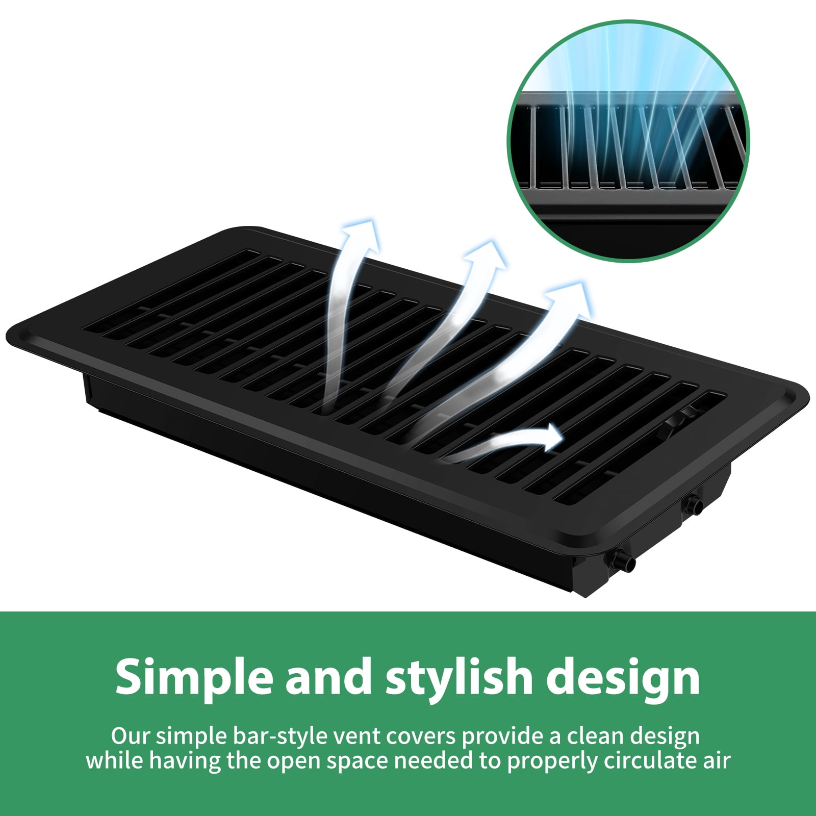 Ikoopy 2Pcs Floor Vent Covers 10inch Heavy Duty Floor Register Aluminium Alloy Heat Vent Covers Rust Proof Floor Grates Adjustable Floor Vent Grille for Floor Ceiling Wall Home