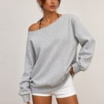thumbnail image 5 of HappyYEE Women’s off the Shoulder Sweatshirt -Oversized Long Sleeve Versatile Sweatshirt - Fall Fleece Lined Daily Casual Layering Tops XL, 5 of 7