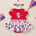 thumbnail image 2 of Staki Baby Girl 4th of July Jumpsuit 4th of July Baby Girl Outfit Fourth of July Romper Short Sleeve Onesie Newborn Independence Day Clothes 0-18M,6-9 Months, 2 of 6