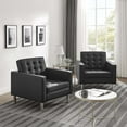 thumbnail image 2 of Tufted Armchair Accent Chair, Set of 2, Black, Vegan Leather, Living Kitchen Cafe Bistro Hospitality Restaurant, Modern Contemporary HB36896, 2 of 10
