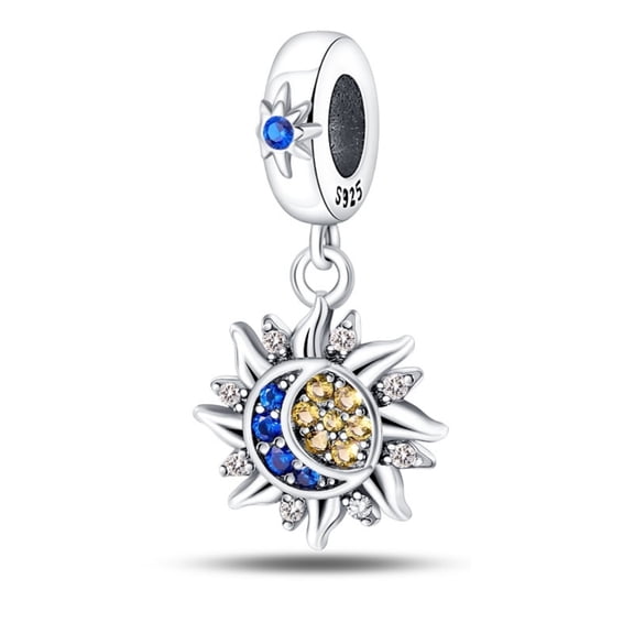 KUNSIR 925 Sterling Silver Charm Crescent Moon Dangle Pendant For Bracelet or Necklace DIY Jewelry Gifts