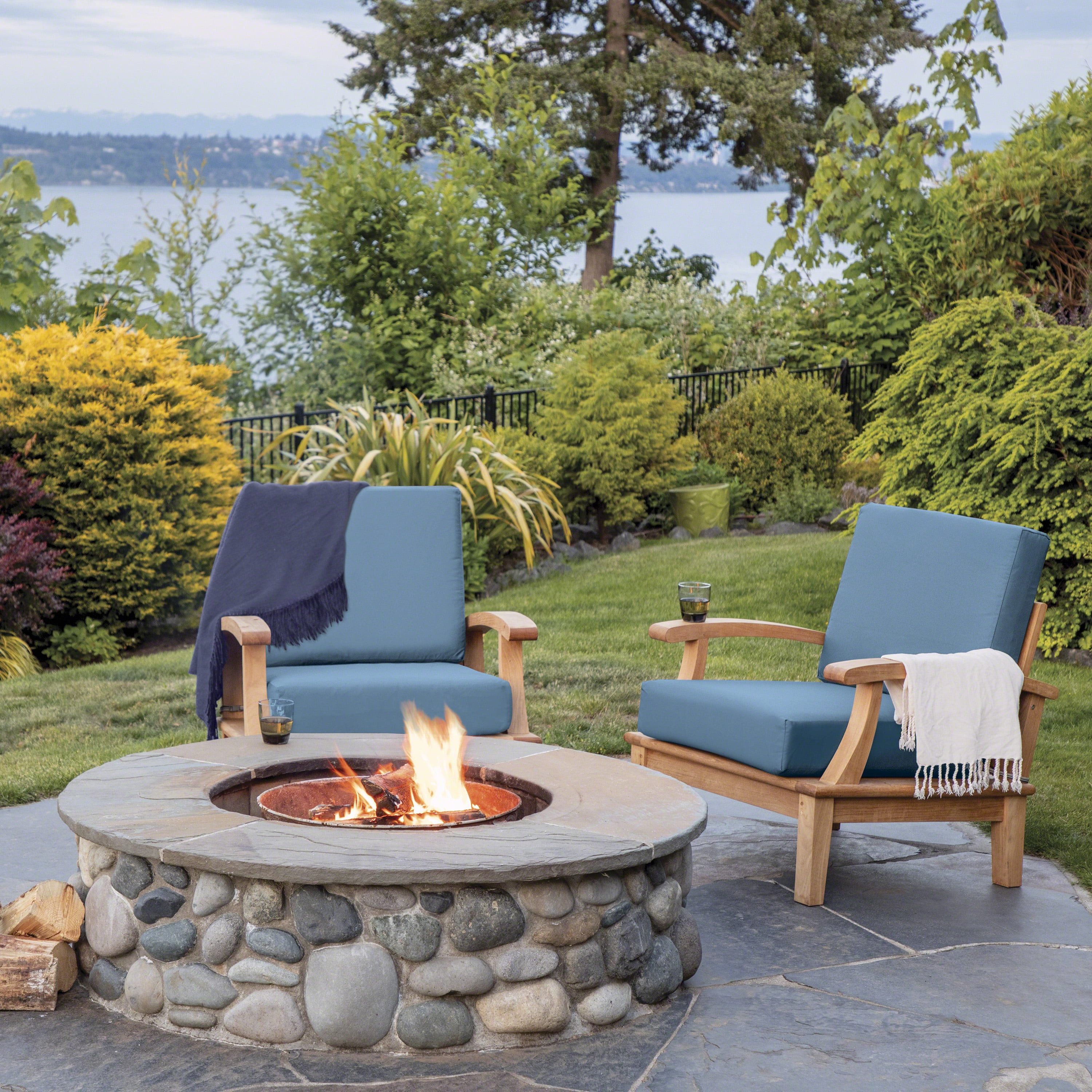 Classic Accessories Ravenna Water- Patio Lounge Chair/Loveseat Back Cushion, 21 x 20 x 4 Inch, Empire Blue