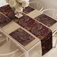 thumbnail image 2 of Ambesonne Paisley Table Runner & Placemats, Middle Eastern Tribual, Placemat 4 pcs + Runner 14"x72", Burgundy and Dark Mustard, 2 of 2