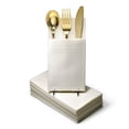 thumbnail image 3 of " OCCASIONS " Wedding Party Linen Feel White Prefolded 8" x 4" Dinner Paper Napkins (120, Prefolded for Silverware), 3 of 6