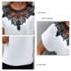 thumbnail image 3 of Mujeres camiseta crew Masajeadores de cuello manga corta Encaje suelta hem casual blusa para oficina al aire libre, 3 of 6