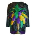 thumbnail image 4 of successthop Mardi Gras Plus Size Outfits Casual Oversized Crewneck Tops Lightweight 3/4 Sleeve Outfits Vacation Shirts, 4 of 5