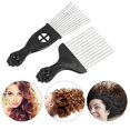 thumbnail image 2 of 2Pcs Mental Pick Comb African American Afro Comb Hair Brush Hairdressing Styling Tool Black Fist, 2 of 4