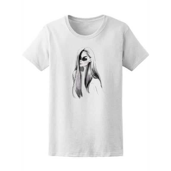 Fashion Watercolor Girl Sketch Tee Women's -Image by Shutterstock