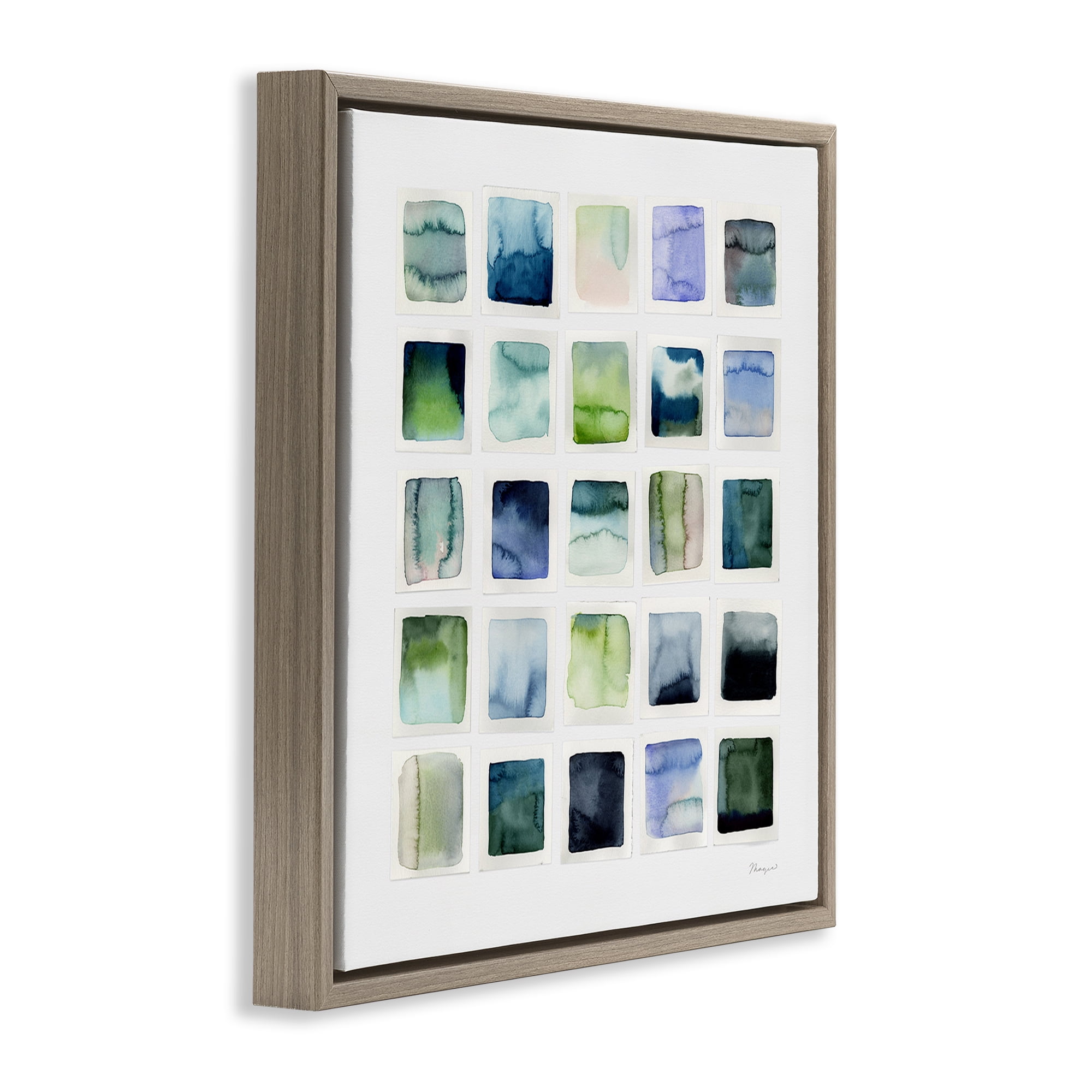 Stupell Industries Watercolor Patterned Squares Abstract Painting Brown Floater Framed Canvas Art Print Wall Art, 25 x 25
