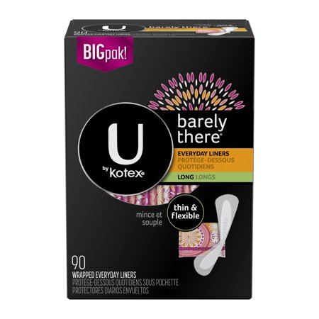 U by Kotex Barely There Panty Liners, Light Absorbency, Long, Unscented, 90 (Best Cloth Panty Liners)