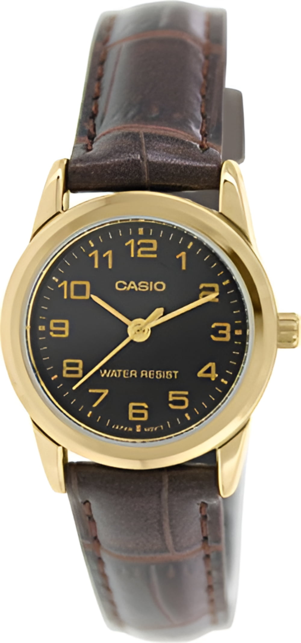 Casio Brown Leather Gold Face Quartz Ladies Analog Watch LTP-V001GL-1B