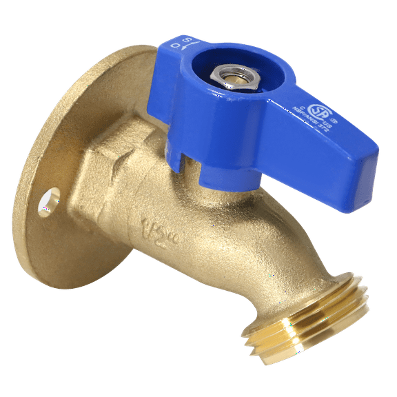 1 Pcs XFITTING 1/2 in FPT x 3/4 in GHT 1/4 in Turn Hose Bibbs with Flange, 5-2-4=1