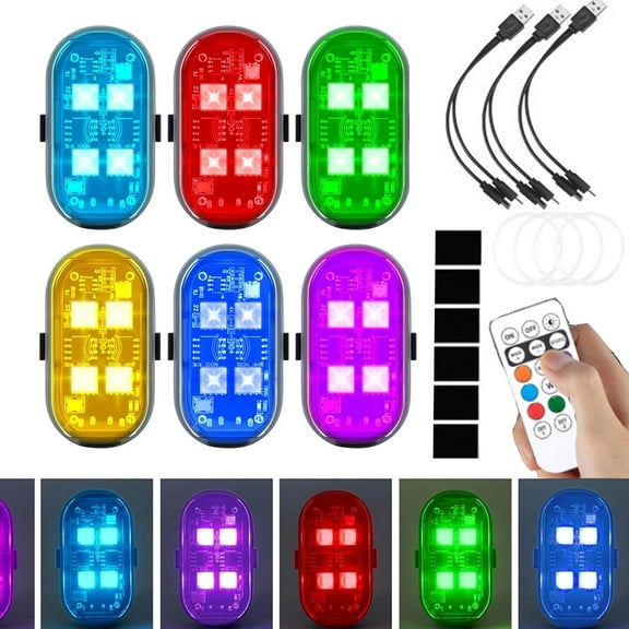 Strobe Lights Wireless LED Lights for Cars with Remote Control,8 Colors USB Charging IP65 Waterproof Anti-Collision Warning Light for Truck Boat RV