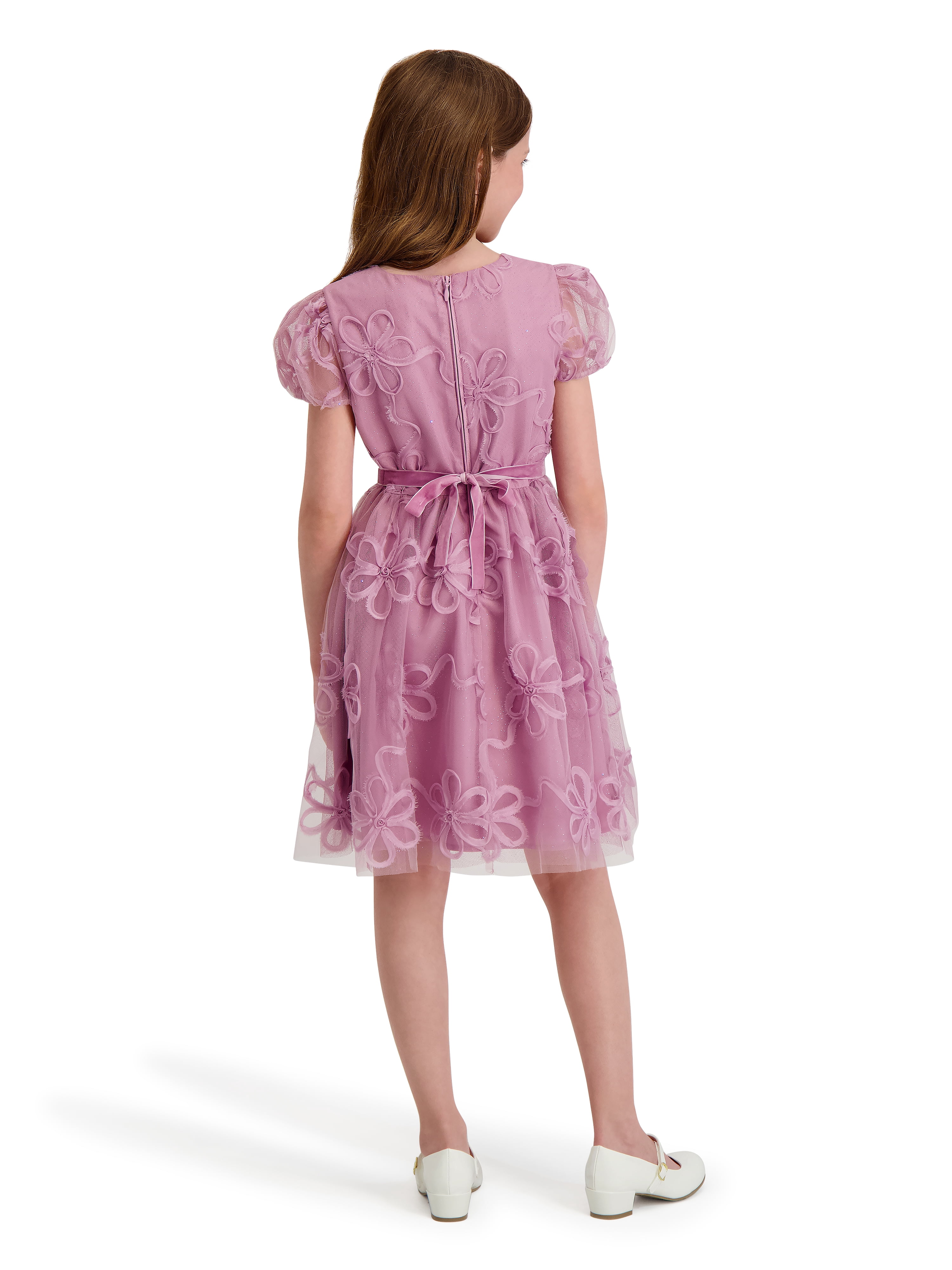 Kensie Girl Floral Soutache Mesh Short Sleeve Dress, Sizes 4-16