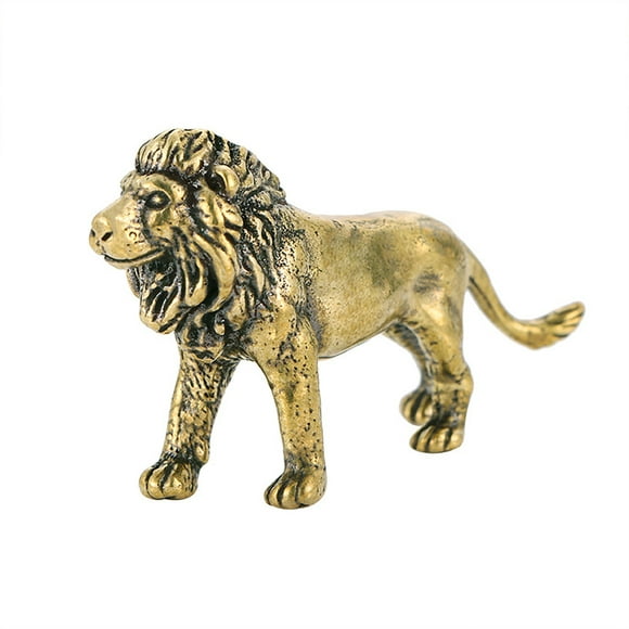 Figurine Lion en Laiton Statue Décoration de Table Maison Bureau Figurines d'Animaux Jouets