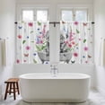 thumbnail image 4 of Pink Flowers Yak Tier Curtains 54 Inch Length, Vintage Spring Floral Bathtub Watercolor Cafe Short Curtains for Bathroom Over Sink, Small Kitchen Curtain Light Filtering Drapes 2 Panels 27.5"Wx54"L, 4 of 8