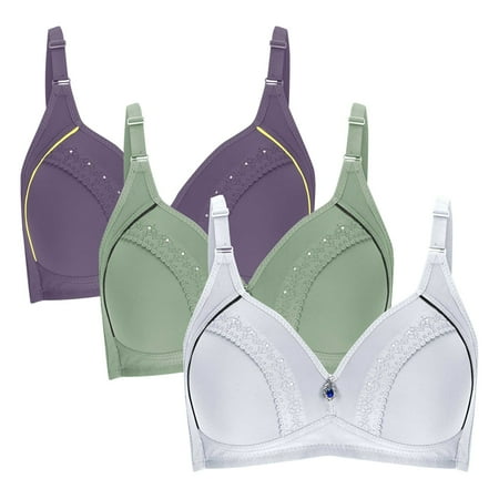 Bigersell No Wire Push up Bra On Sale Woman s Embroidered Seamless Comfortable Breathable Bra Underwear No Underwire Three Piece Set Balconette Bra Style F-1164 Multicolor 48