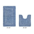 thumbnail image 2 of Better Trends Toilet Rug U-Shaped Set of 2 Piece Contour Rug 100% Cotton Bathroom Mat Soft Absorbent Reversible Washable for Decor Tub Shower Bathroom Floor, 20"x20"|21"x34" Dark Blue Lux Collection, 2 of 4