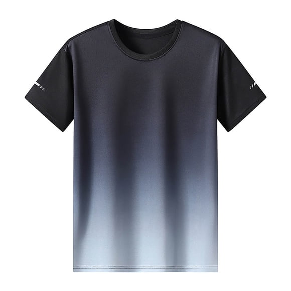 Tops de Verano Sexy Top de Cuello Redondo de Manga Corta Gradiente, Camisa de Moda Casual de los Hombres para Uso Diario Y Al Aire Libre