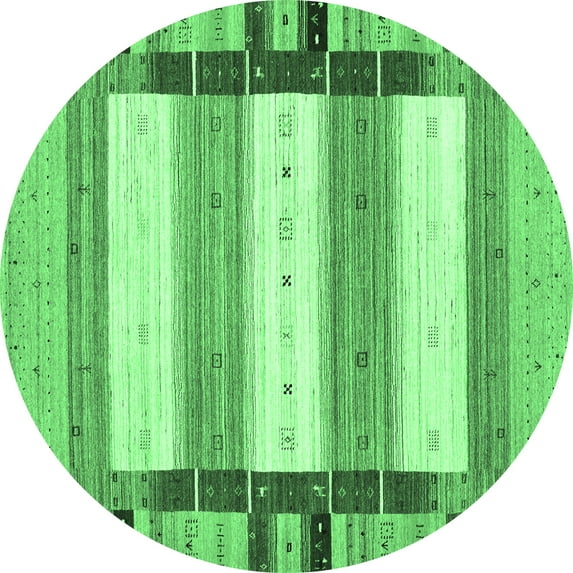 Ahgly Company Indoor Round Abstract Emerald Green Contemporary Area Rugs, 7' Round
