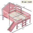thumbnail image 6 of Bellemave Full Size Loft Bed with Slide and LED Lights, Wood House Roof Low Loft Beds Frame with Ladder, Under Bed Storage, No Box Spring Needed (Pink), 6 of 8