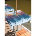 thumbnail image 2 of Outdoor Tablecloth with Umbrella Hole for Patio/Picnic/Party/Camping, Boho Forest Silhouette Waterproof Table Cloth Square Cover Washable, Retro Abstract Forest Trees Blue (60"x 60"), 2 of 8