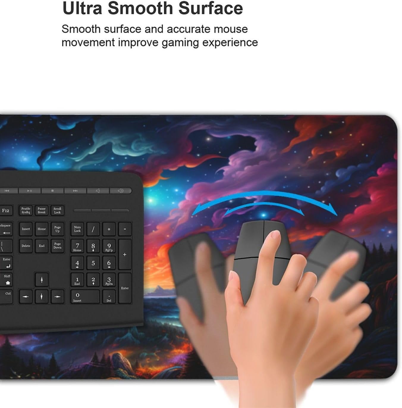 Large Extended Gaming Mouse Pad with Stitched Edges, Starry Sky Non-Slip Waterproof Rubber Base Desk Pad for Office, Computer, Keyboard, 35.4" x 15.7"