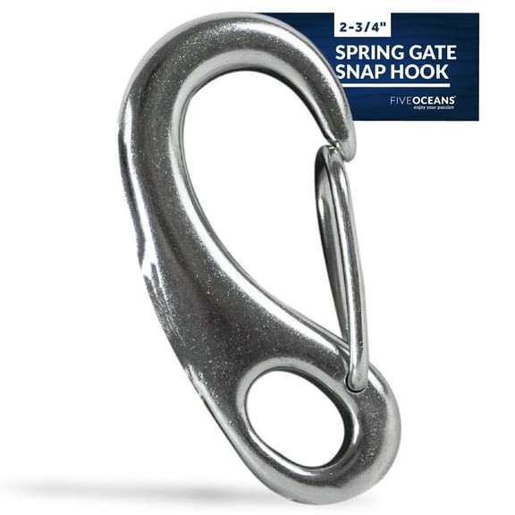 Five Oceans 2 3/4 Snap Hook, Stainless Steel Spring Gate Snap Hook for Boat, Sailboat FO462