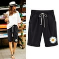 thumbnail image 2 of Viikei Womens Shorts Plus Size Women's Summer Print Five Points Large Size Cotton Linen Pants Casual Pants, 2 of 6