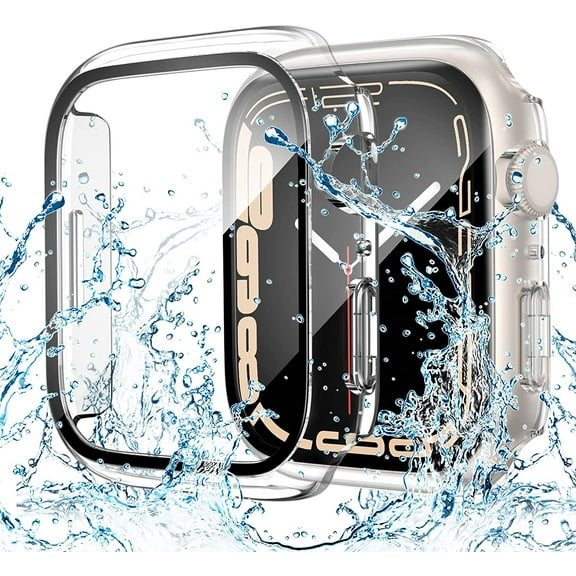 Waterproof Case Compatible with Apple Watch 38mm Series 3 2 1 with Tempered Glass Screen Protector, iWatch Full Protective Hard PC Bumper Case Face Cover for Men Women (38mm, Clear)