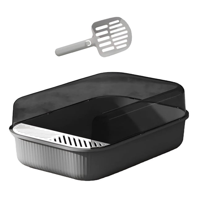 Arenero Grande para Gato MATCHI Negro con Extensión y Pala Limpiadora