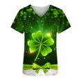 thumbnail image 5 of Fiudx Tops para Mujer Blusa de Manga Corta con Cuello En V para Mujer, Blusa con Bolsillos Estampados para El Día de San Patricio, Enfermería, 5 of 5
