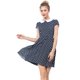 thumbnail image 2 of Disfraz de Halloween Allegra K para Mujer vestido de Lunares con cuello Peter Pan Azul M, 2 of 5