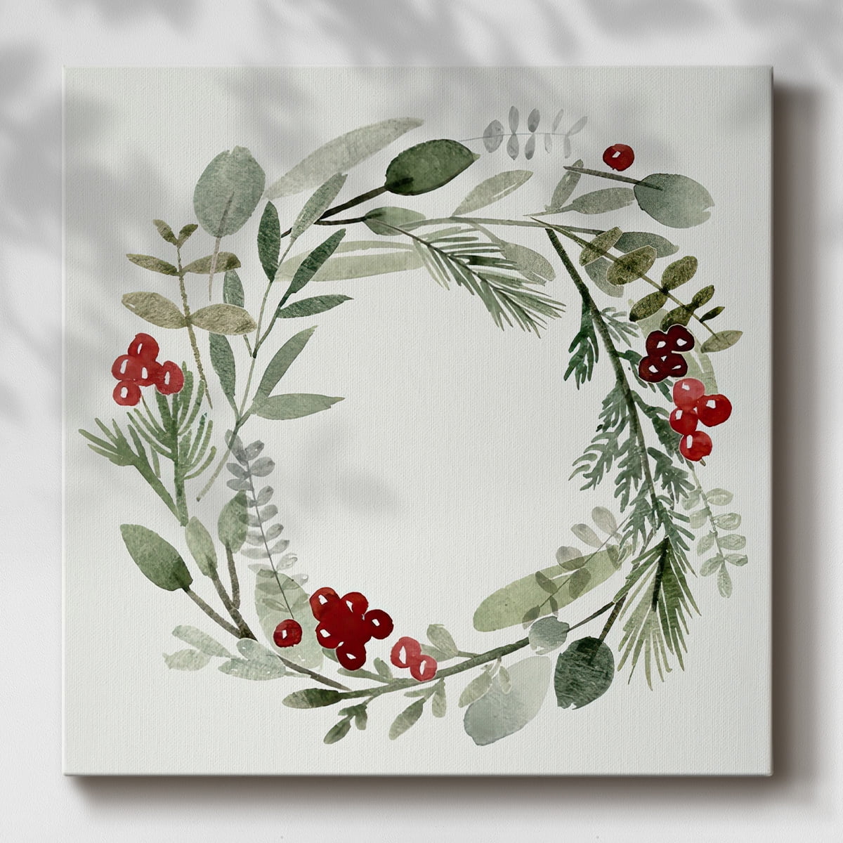 Holly Wreath II- Gallery Wrapped Canvas