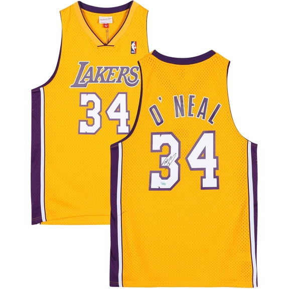 Shaquille O'Neal Los Angeles Lakers Autographed Gold Mitchell and Ness 1999-00 Harwood Classic Swingman Jersey - Fanatics Authentic Certified