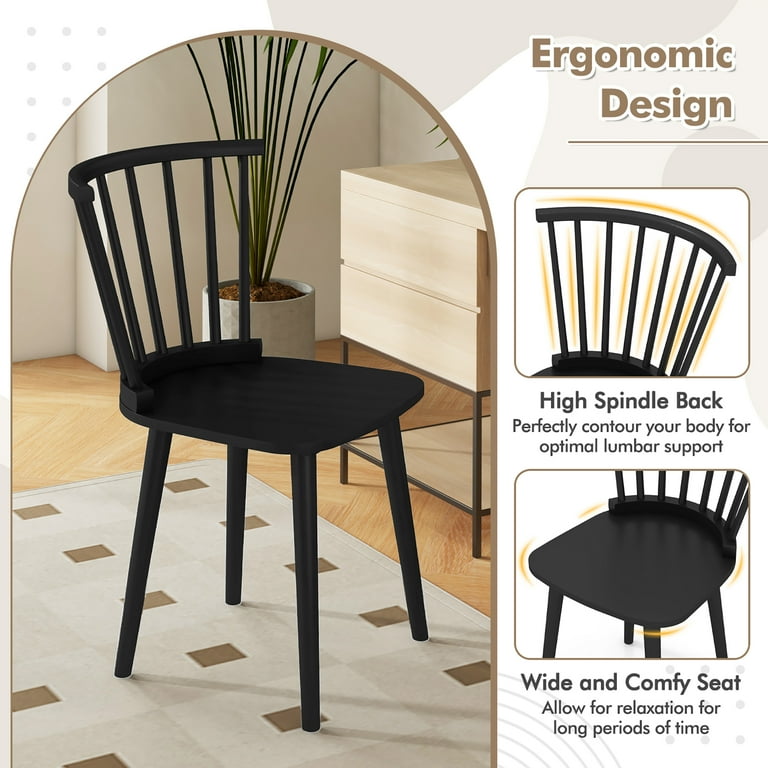 Gymax 4 PCS Dining Chair Windsor High Spindle Back Wood Kitchen