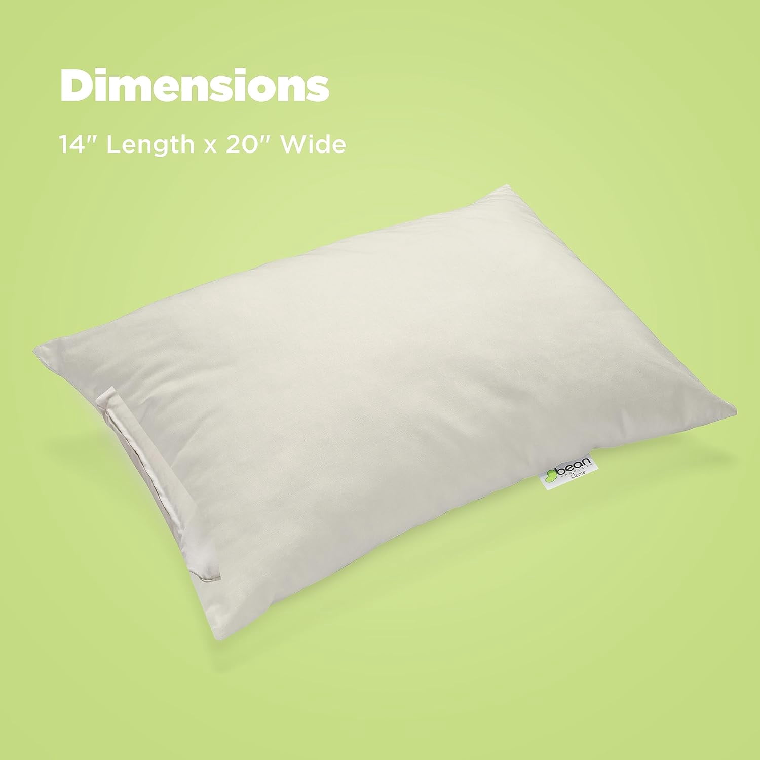 Kapok 14X20" Bed Pillow - Organic Cotton Fabric and Fill Soft Pillow for Sleeping - Made in USA