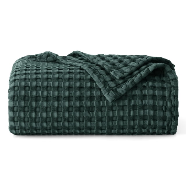 Manta Bedsure Cooling Waffle de algodón, tamaño Twin XL, color verde oscuro