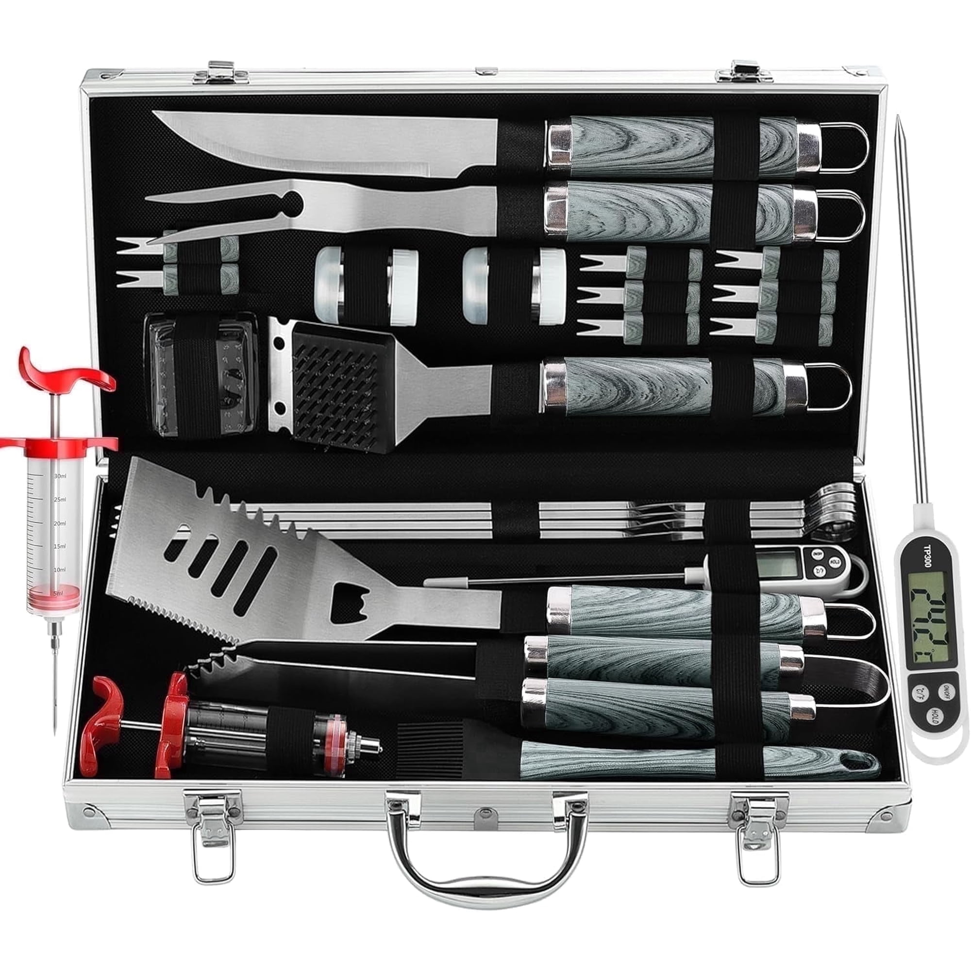 Grilljoy 24PCS Grill Accessories Set with Spatula - Stainless Steel BBQ Tools for Outdoor Cooking
