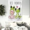 thumbnail image 4 of Animal Tapestry, Cute Cartoon Baby in Froggy Hat and Frog Best Friends Love Theme Graphic, Wall Hanging for Bedroom Living Room Dorm Decor, 60W X 80L Inches, Cream White Green, by Ambesonne, 4 of 5