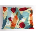 thumbnail image 1 of Wine Pillow Sham Modern Design Colorful Silhouettes of Glasses Bottles Fun Party Artistic, Decorative Standard King Size Printed Pillowcase, 36 X 20 Inches, Pale Blue Ruby Orange, by Ambesonne, 1 of 2