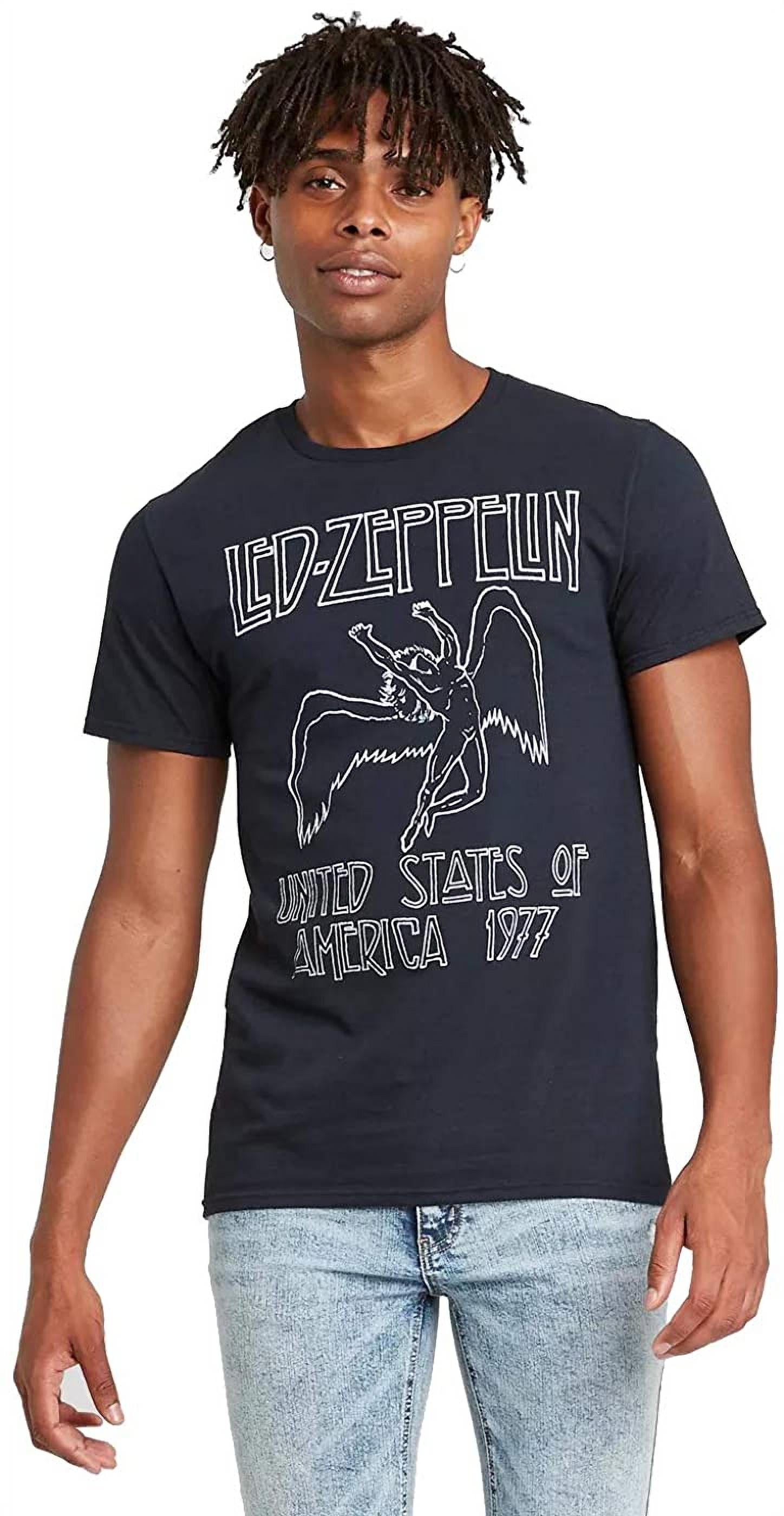 Amplified Mens Led Zeppelin 77 Tour Rock T Shirt Charcoal NEW Licensed 