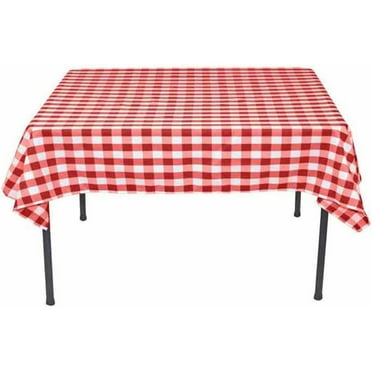 CintBllTer Square Checkered Tablecloth 45x45 Inches (Red & White)