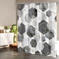 thumbnail image 2 of Grey Modern Shower Curtain for Bathroom, Gray Geometric Art Decor Waterproof Bath Curtain, Abstract Fabric Shower Curtain Sets for Home Decor, 72x72 Inch, 2 of 6