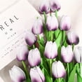 thumbnail image 4 of 10Pc Artificial Flowers Clearance! Nomeni Tulip Artificial Decorative Flowers Single Color 10Pc White and Purple, Fake Flowers Promotion Sale!, 4 of 4