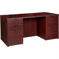 Lorell, LLRPD3066DPMY, Prominence 2.0 Mahogany Laminate Double-Pedestal Desk, 1 Each