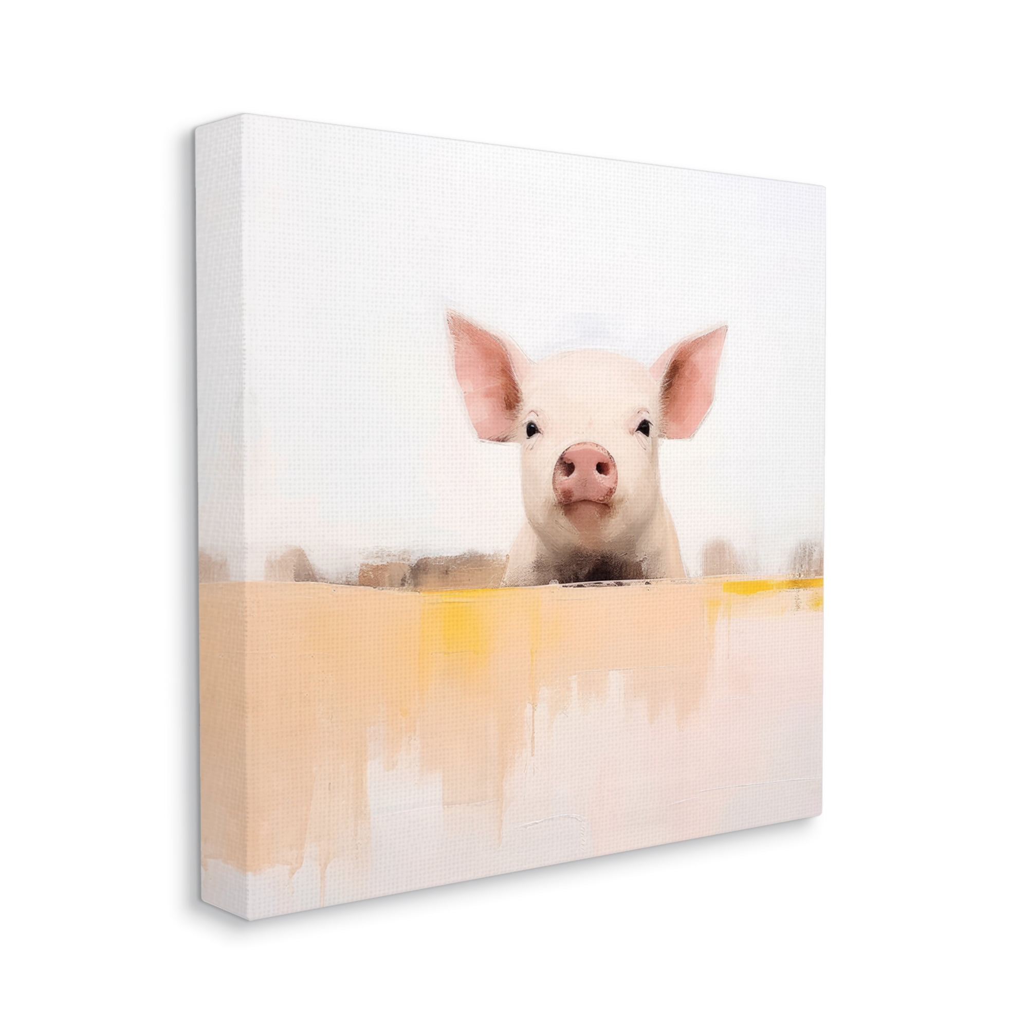Stupell Industries Modern Pig Peeking Animals & Insects Painting Gallery Wrapped Canvas Art Print Wall Art, 17 x 17